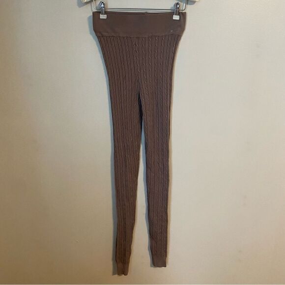 Love Tree Leggings Cable Knit Brown Tan Neutral Casual Trendy - Picture 8 of 8